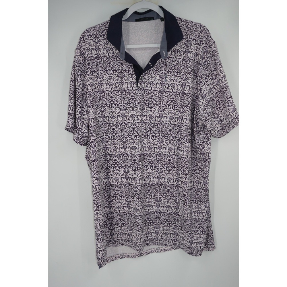 Greyson Polo Shirt Mens XL Blue Floral AOP Performance Stretch Short Sleeve Golf